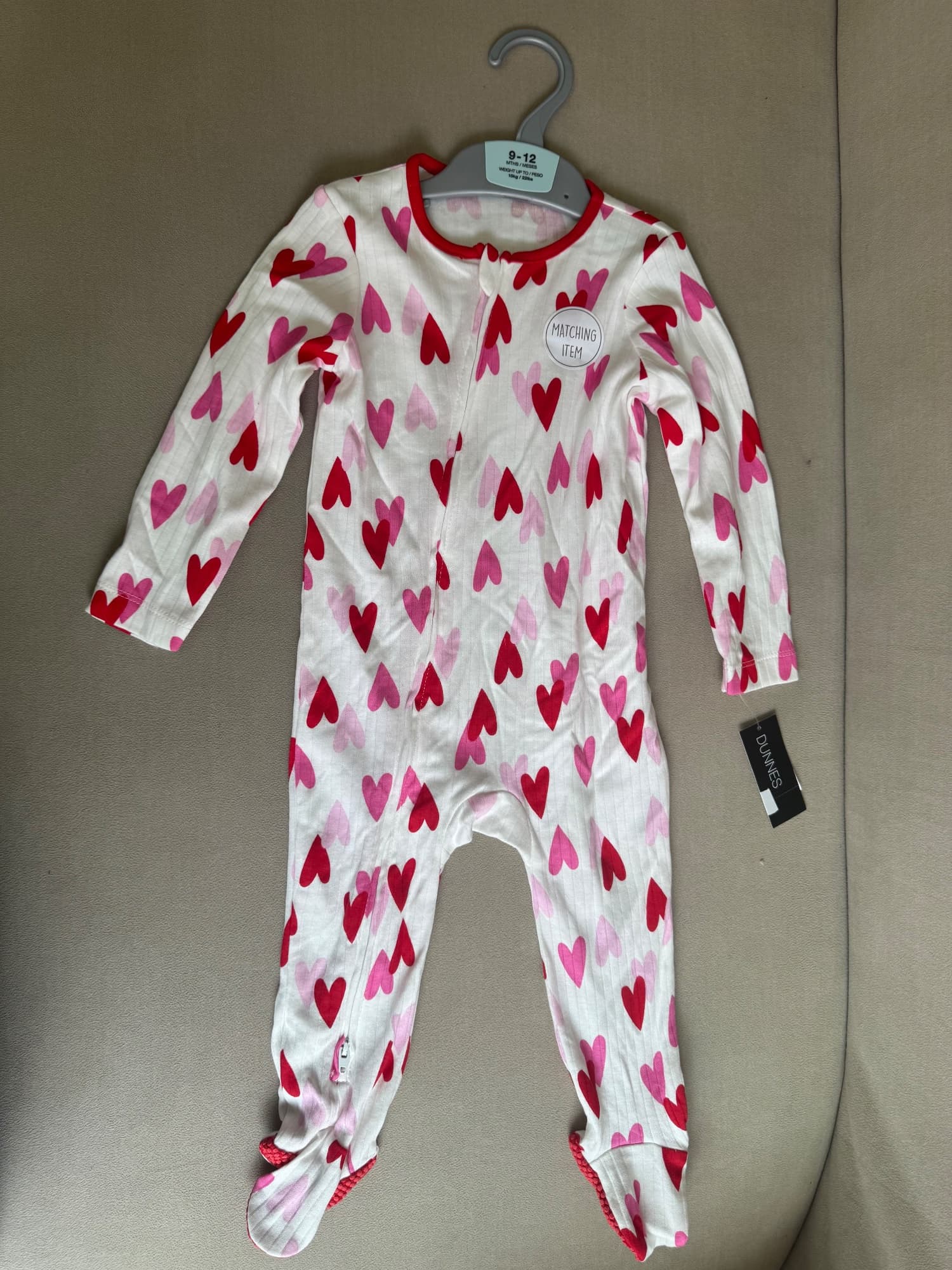 Dunes pink heart sleepsuits